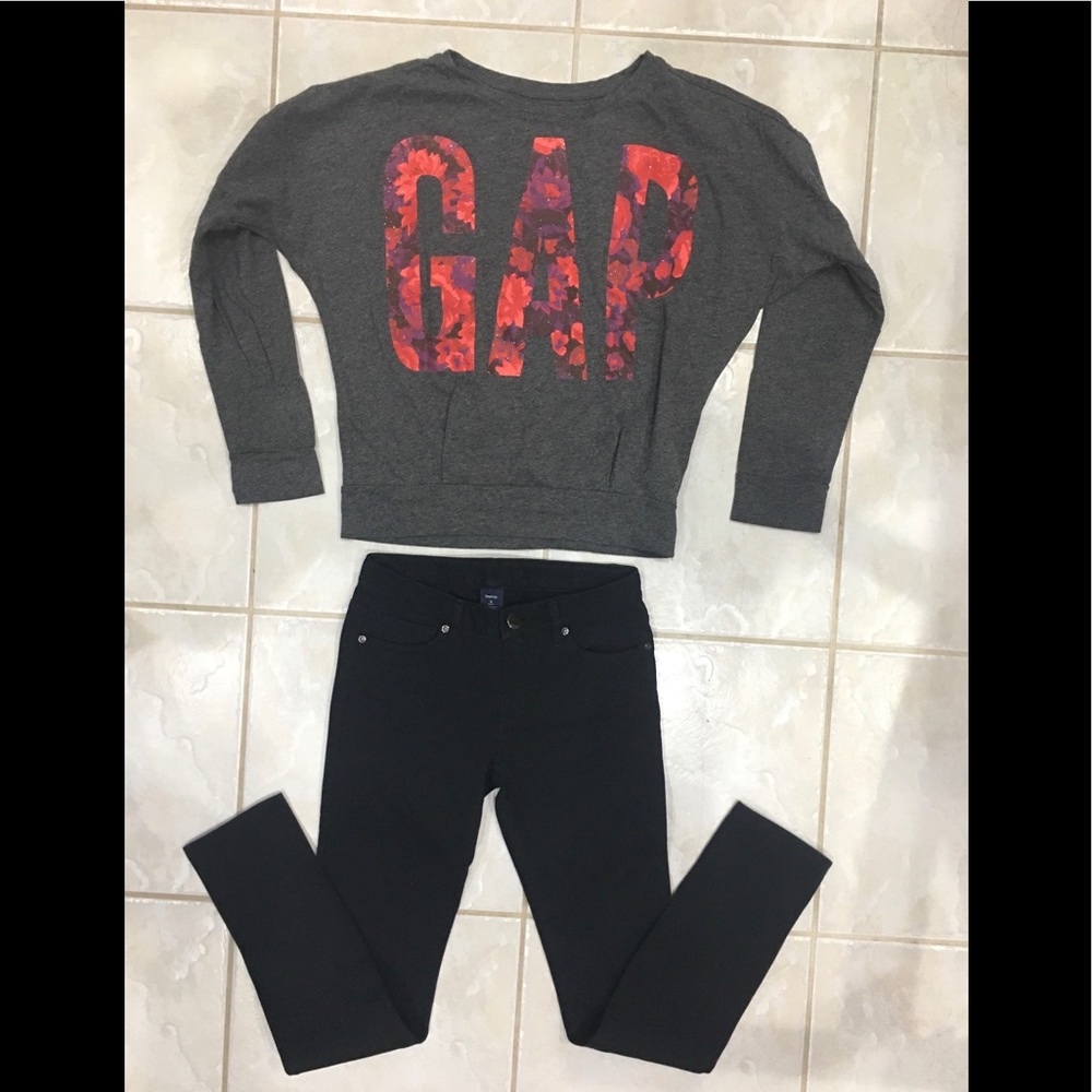 Gap stretchy jeans leggings and top. Girls (8)